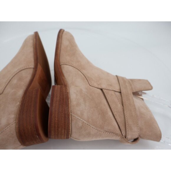 Tory Burch Women's Brooke Booties Size 5.5 Beige Suede Block Heel Boot - Picture 9 of 14